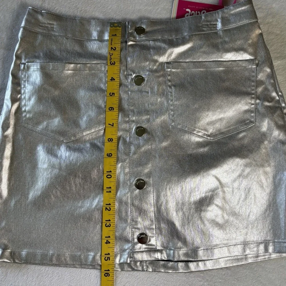 Justice Girls Silver Button Front Skort  Size XL Plus 16P/18P  Elastic Waits